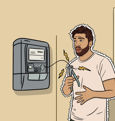 Man tampering with meter